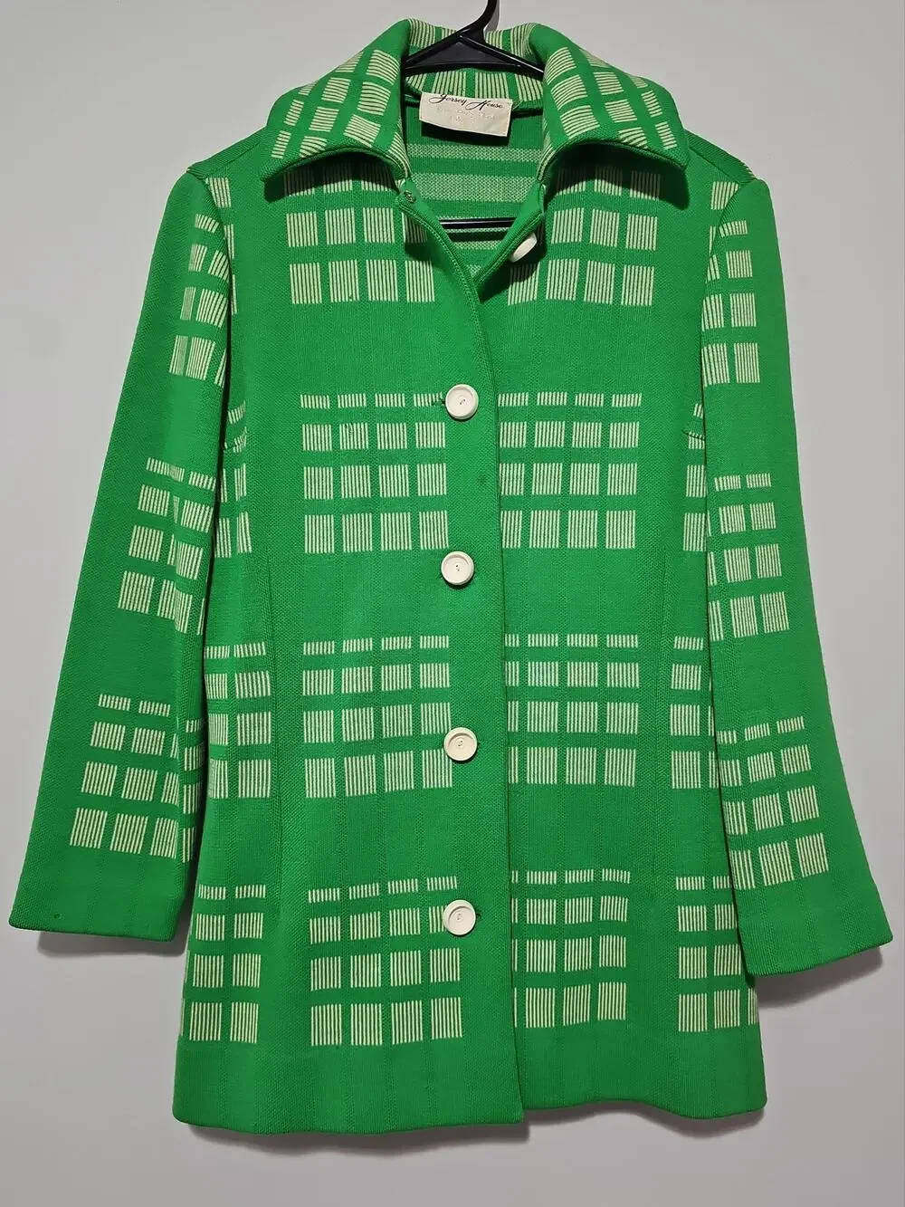 Jersey House Wool Sweater Jacket Womens 8 Retro 70s Mod Vintage